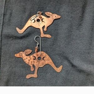 Whimsical Handmade Copper Kangaroo Earrings
